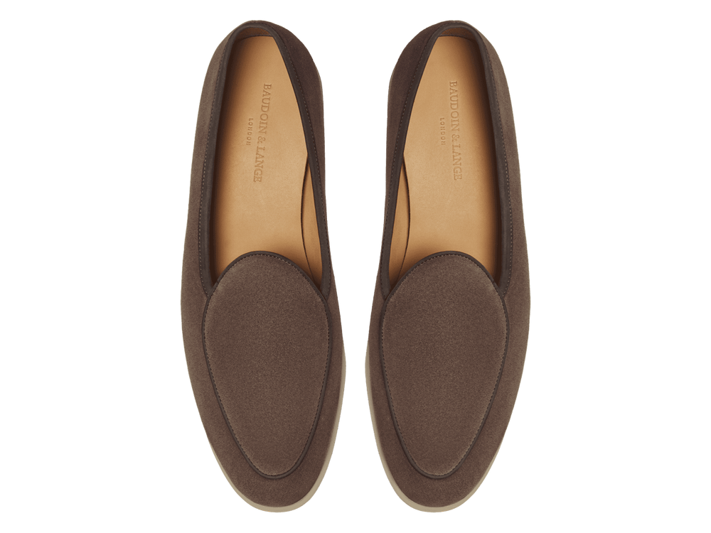 Stride Loafers in Fiji Taupe Glove Suede with Natural Sole