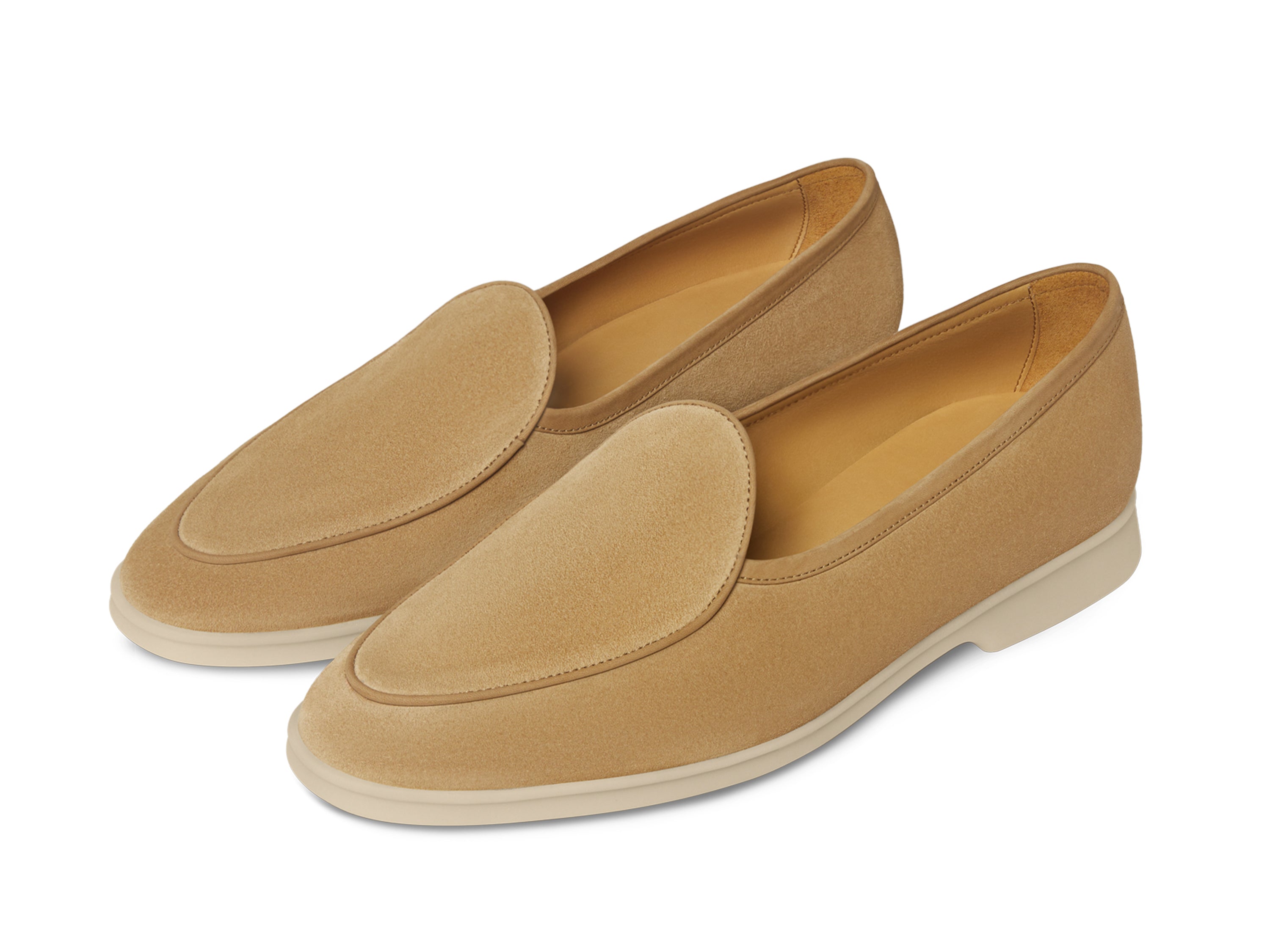 Stride Loafers in Caramel Glove Suede with Natural Sole