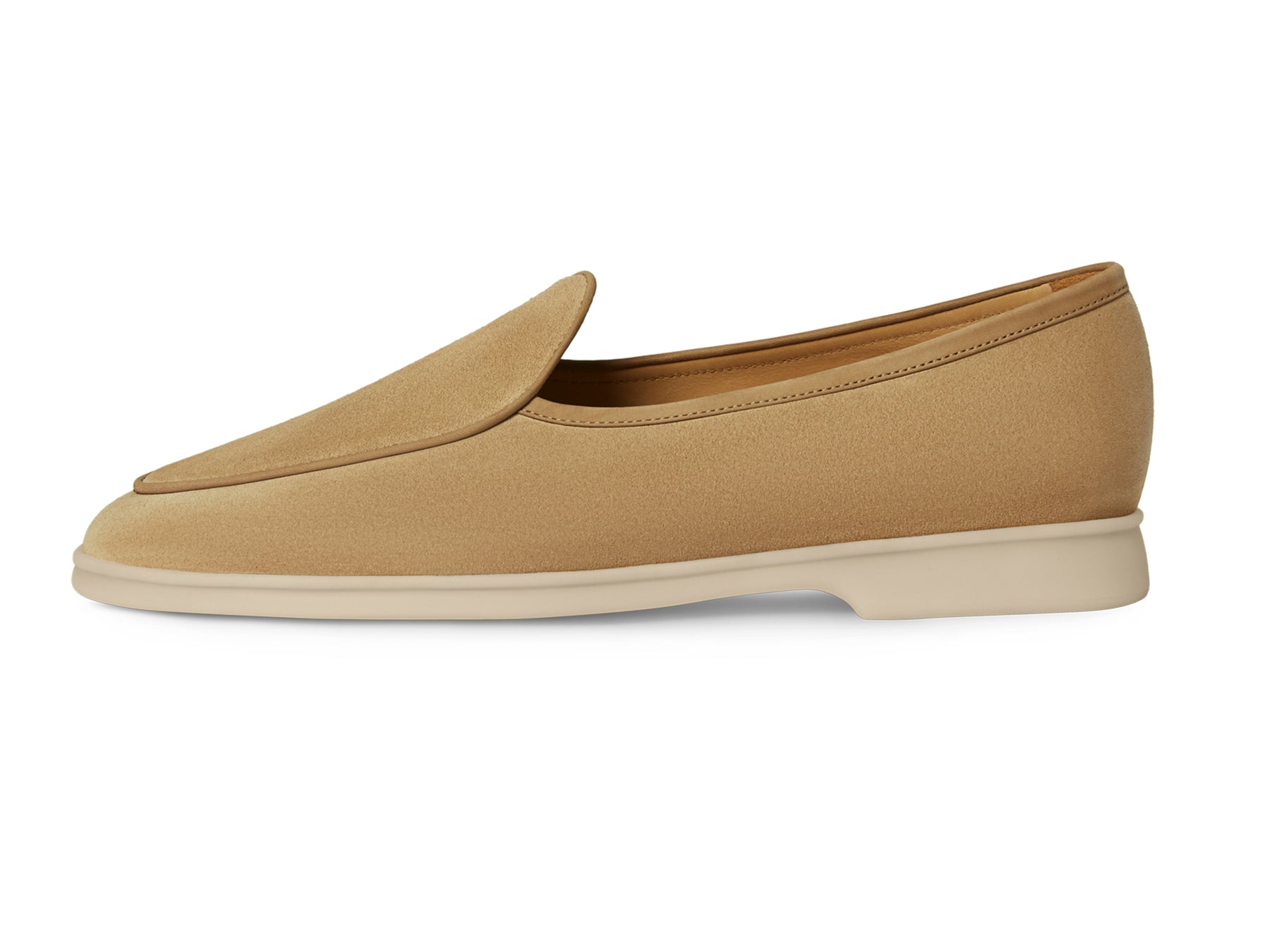 Stride Loafers in Caramel Glove Suede with Natural Sole
