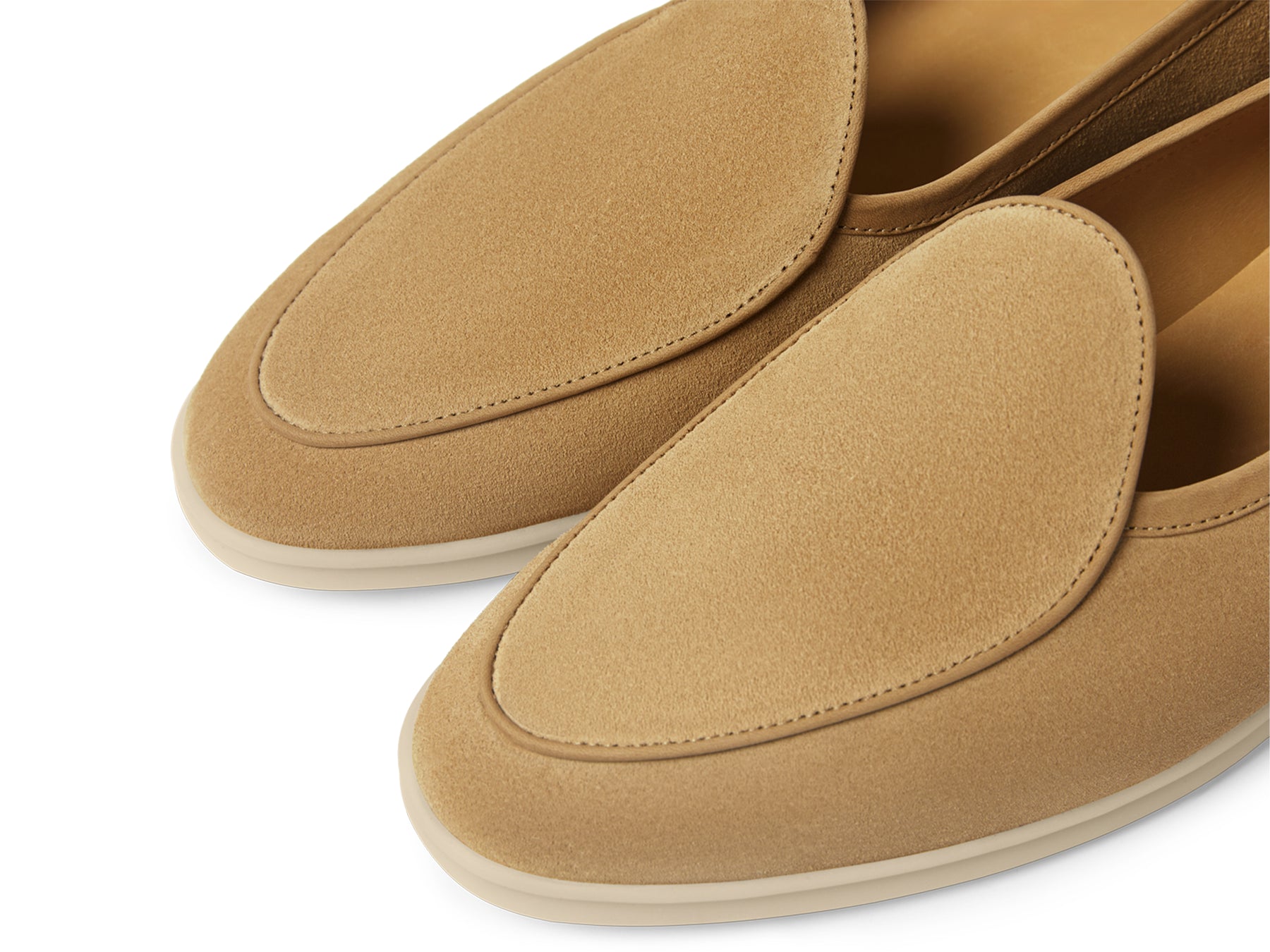 Stride Loafers in Caramel Glove Suede with Natural Sole