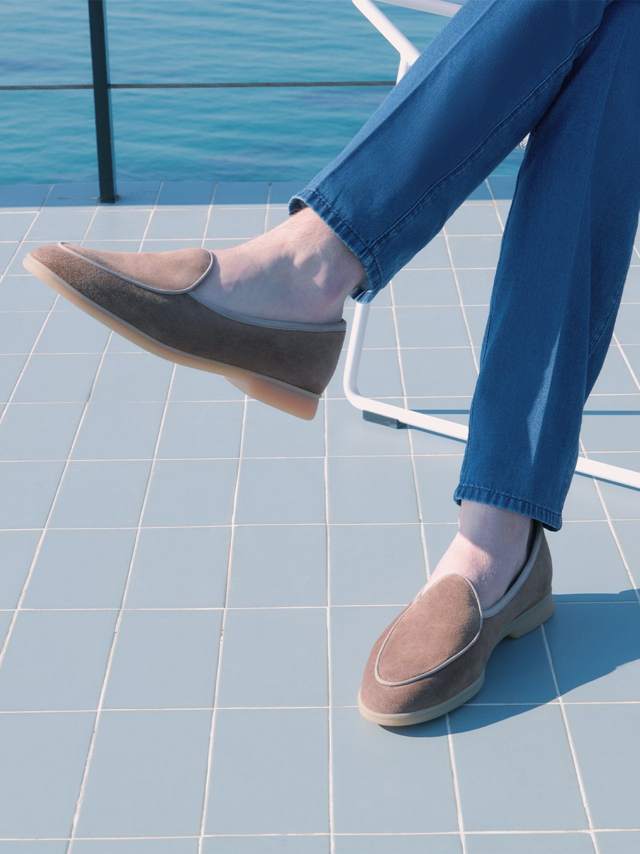 Stride Loafers in Northern Green Glove Suede Dark Sole Stride Loafers in Northern Green Glove Suede Dark Sole