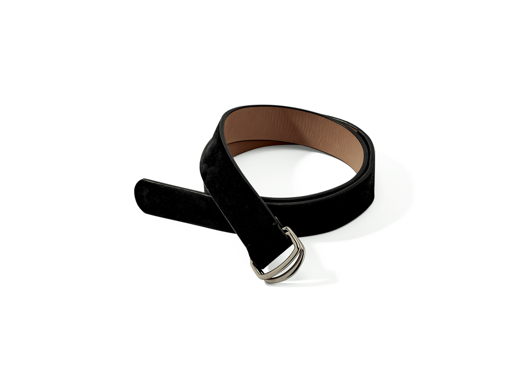 Sagan Belt Rings in Black Shield Suede with Pale Gold Rings