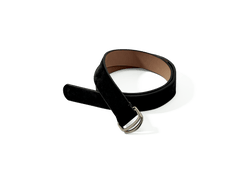 Sagan Belt Rings in Black Glove Suede with Pale Gold Rings