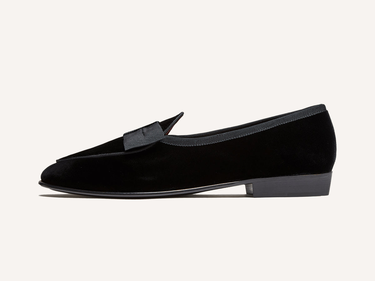 Sagan Opera Bow in Black Velvet and Gros Grain