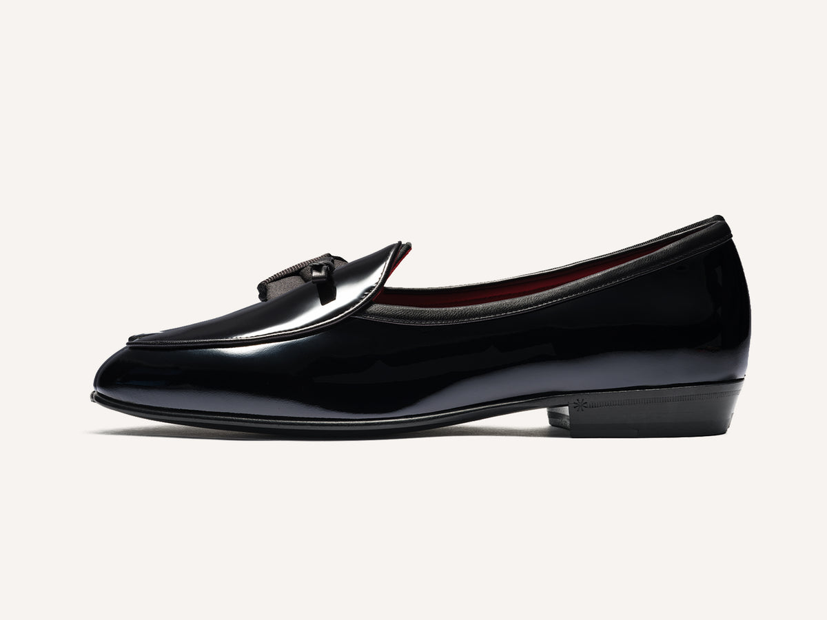 Sagan Opera Bow in Black Patent and Gros Grain