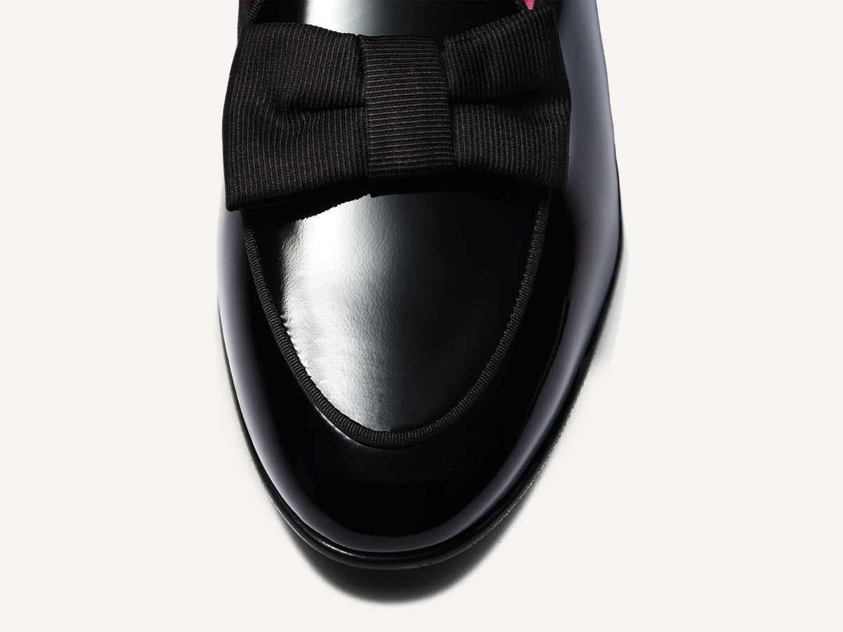 Sagan Opera Bow in Black Patent and Gros Grain