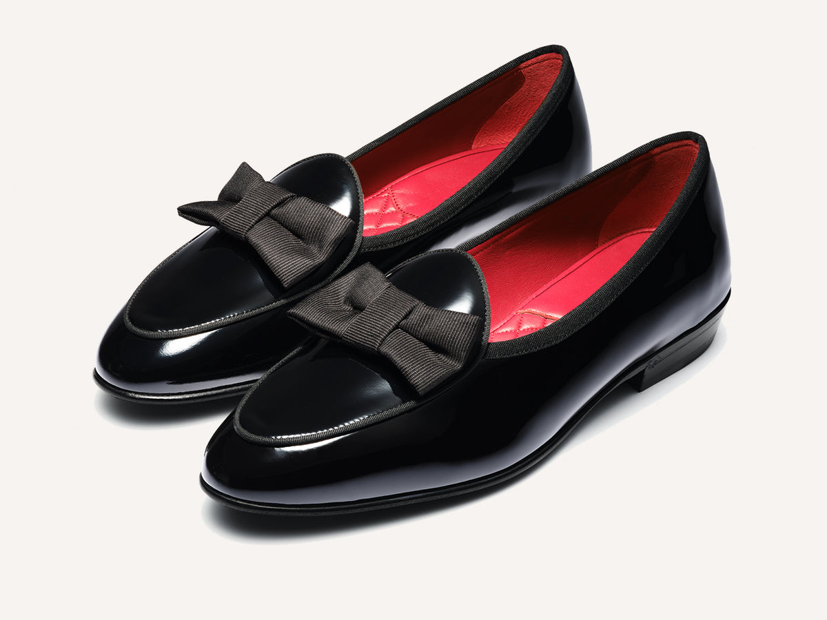 Sagan Opera Bow in Black Patent and Gros Grain