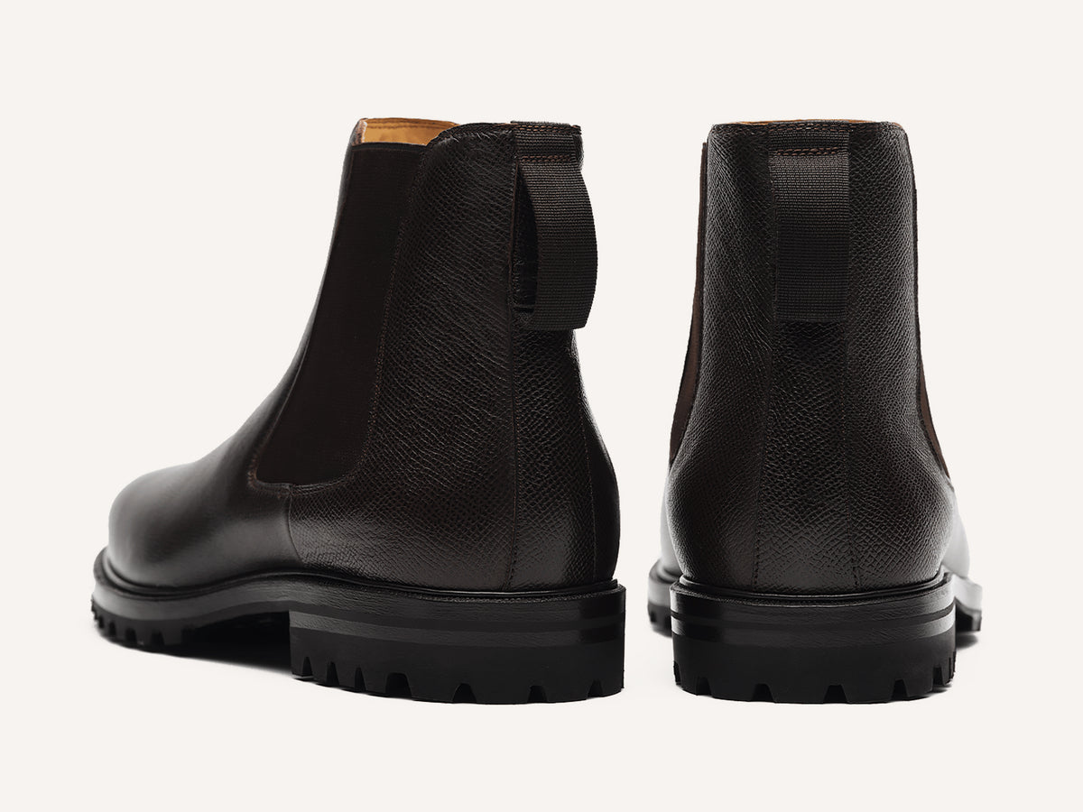 Ribot Boots in Dark Brown Hatch Grain Calf