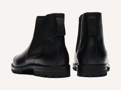 Ribot Boots in Black Hatch Grain Calf with Shearling