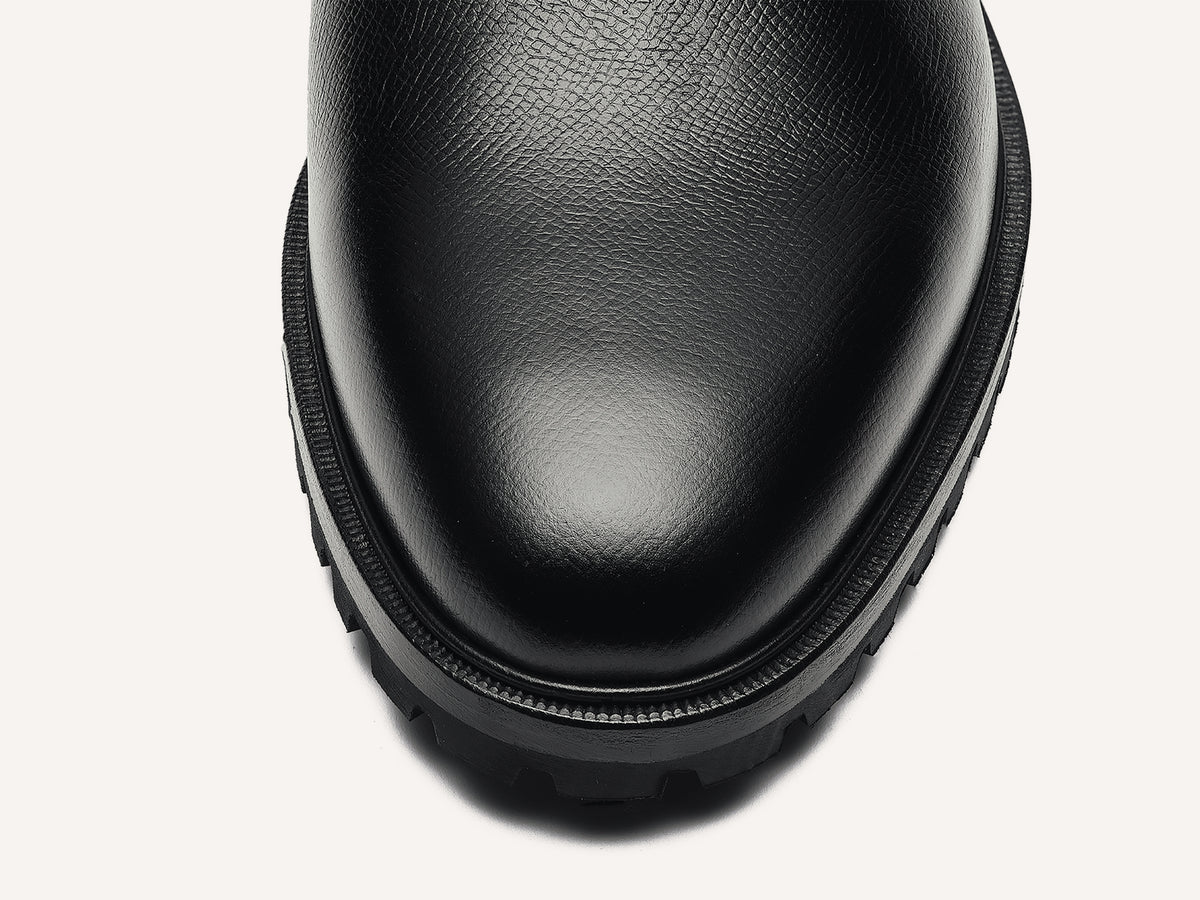 Ribot Boots in Black Hatch Grain Calf with Shearling