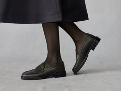 Charlotte Penny Loafers in Deep Green Calf