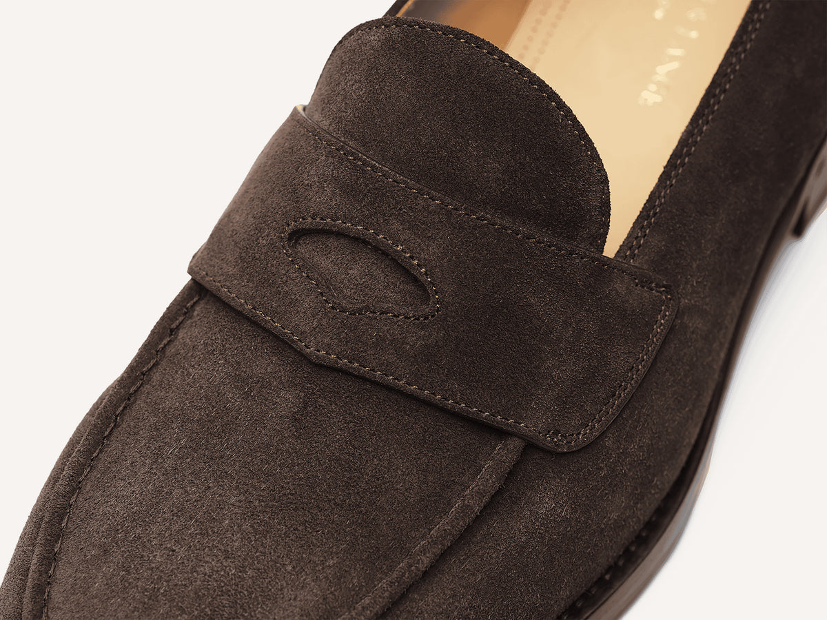 Berkeley Penny Loafers in Dark Brown Suede