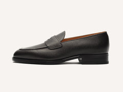 Berkeley Penny Loafers in Dark Brown Hatch Grain Calf
