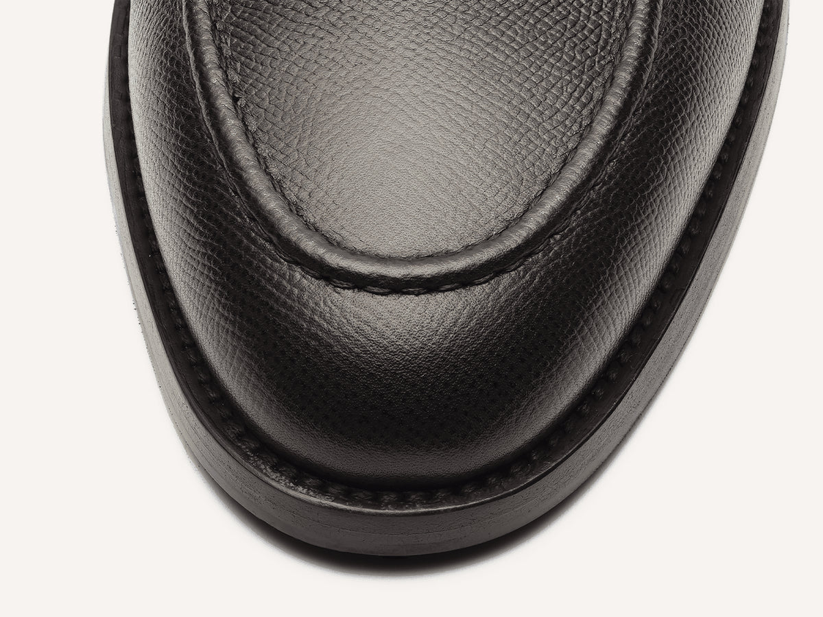 Berkeley Penny Loafers in Dark Brown Hatch Grain Calf