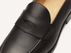 Berkeley Penny Loafers in Dark Brown Hatch Grain Calf