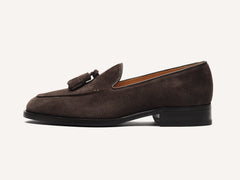 Hertford Tassel Loafers in Dark Brown Suede