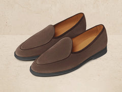 Stride Loafers in Deep Taupe Glove Suede Dark Sole