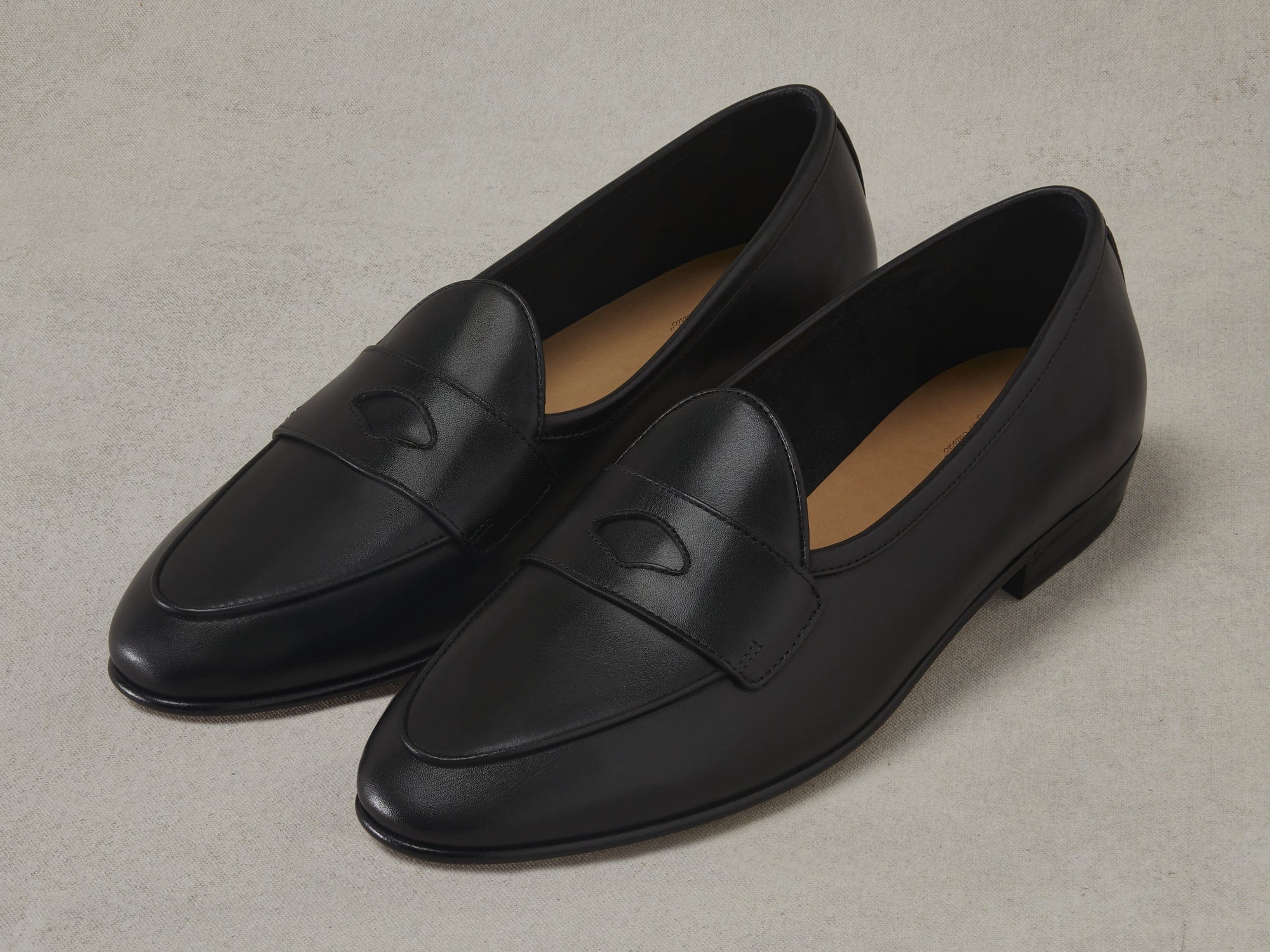 Sagan Classic Ginkgo Loafers in Black Drape Calf