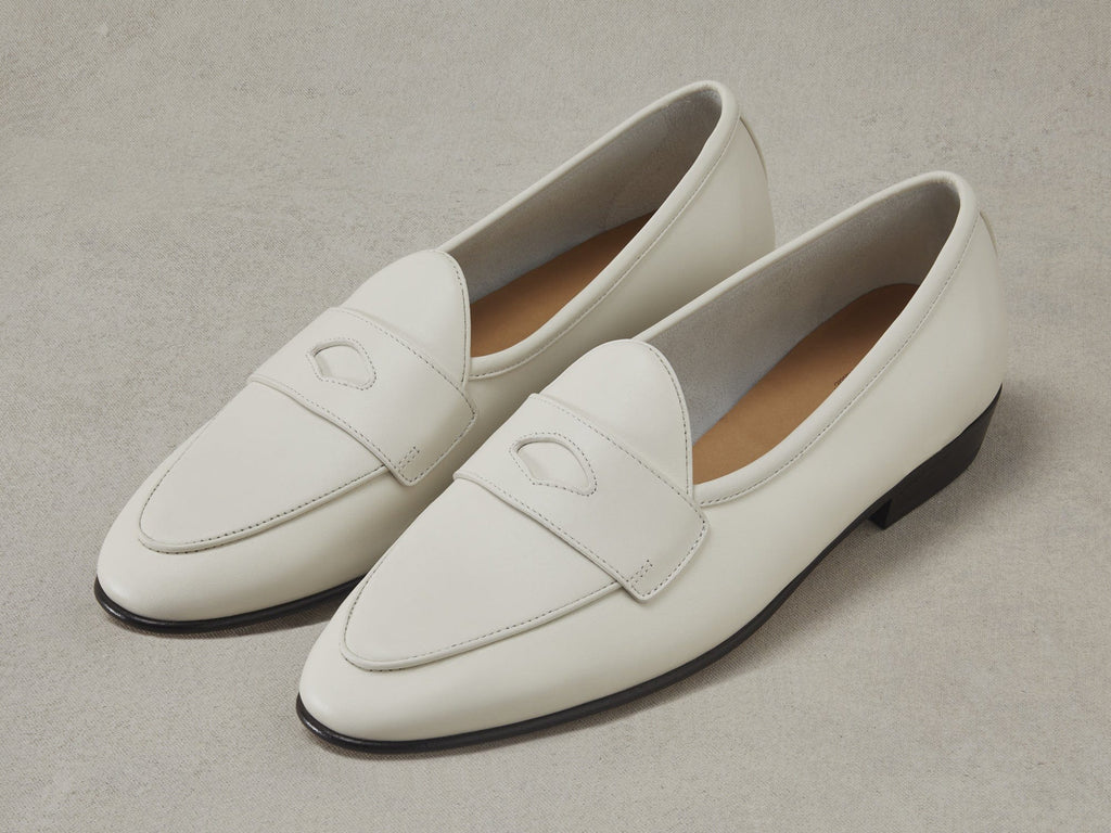 Sagan Classic Ginkgo Loafers in Blanc Cassè Drape Calf