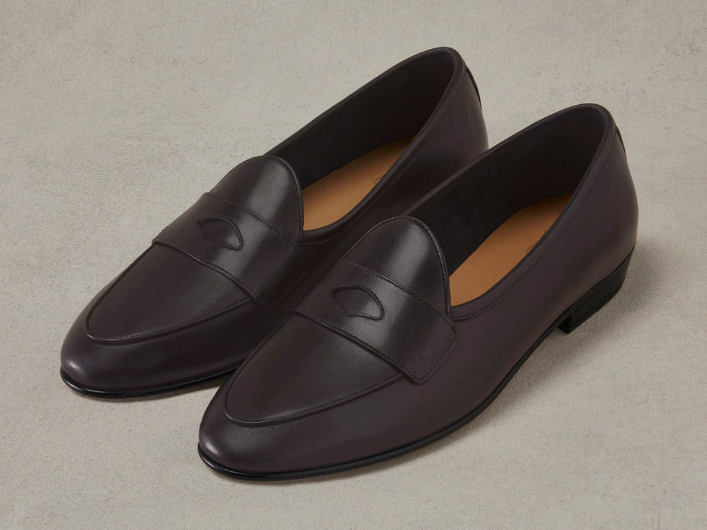 Sagan Classic Ginkgo Loafers in Dark Brown Drape Calf