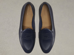Sagan Classic Ginkgo Loafers in French Navy Drape Calf
