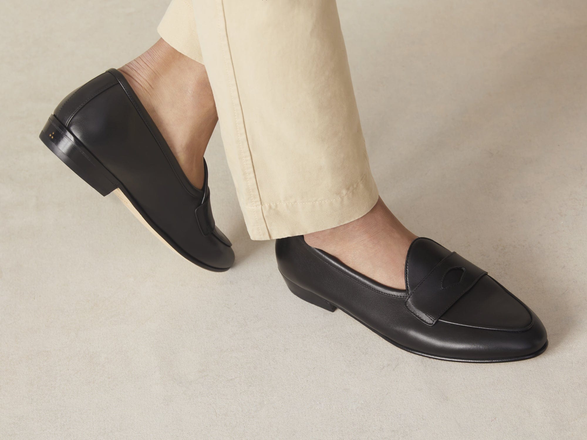 Sagan Classic Ginkgo Loafers in Black Drape Calf