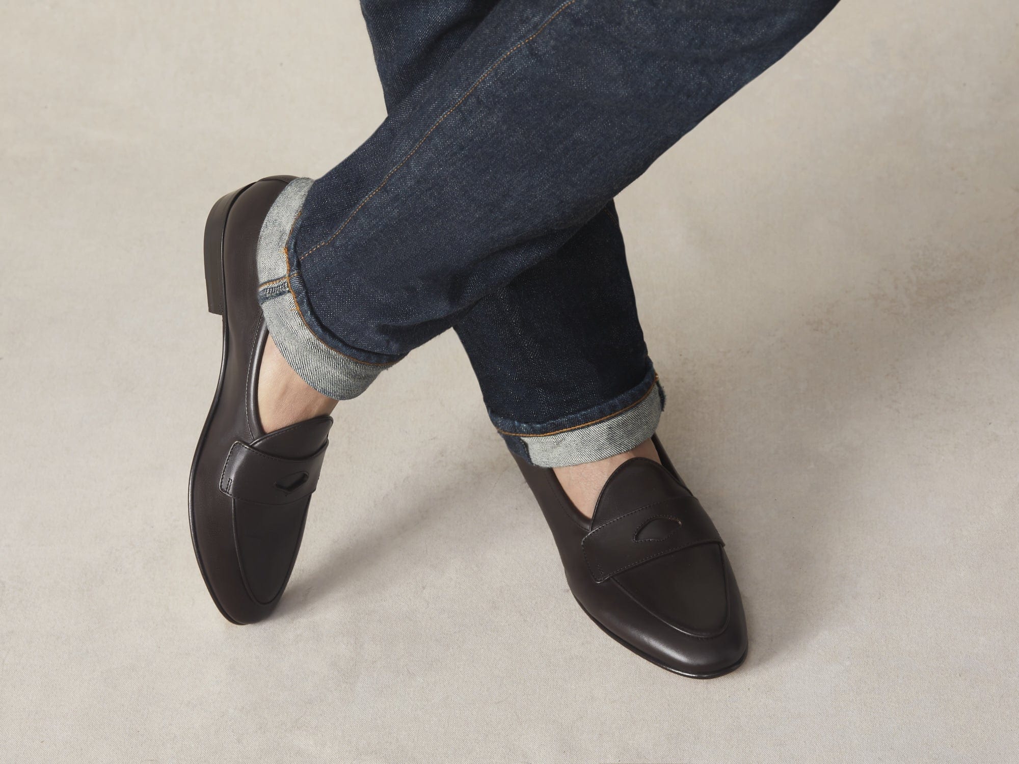 Sagan Classic Ginkgo Loafers in Dark Brown Drape Calf