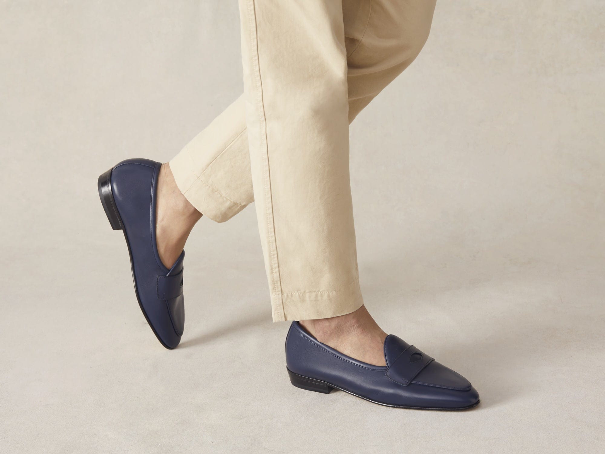 Sagan Classic Ginkgo Loafers in French Navy Drape Calf