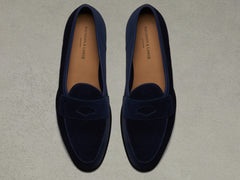Grand Fenelon Penny Loafers in French Navy Noble Suede
