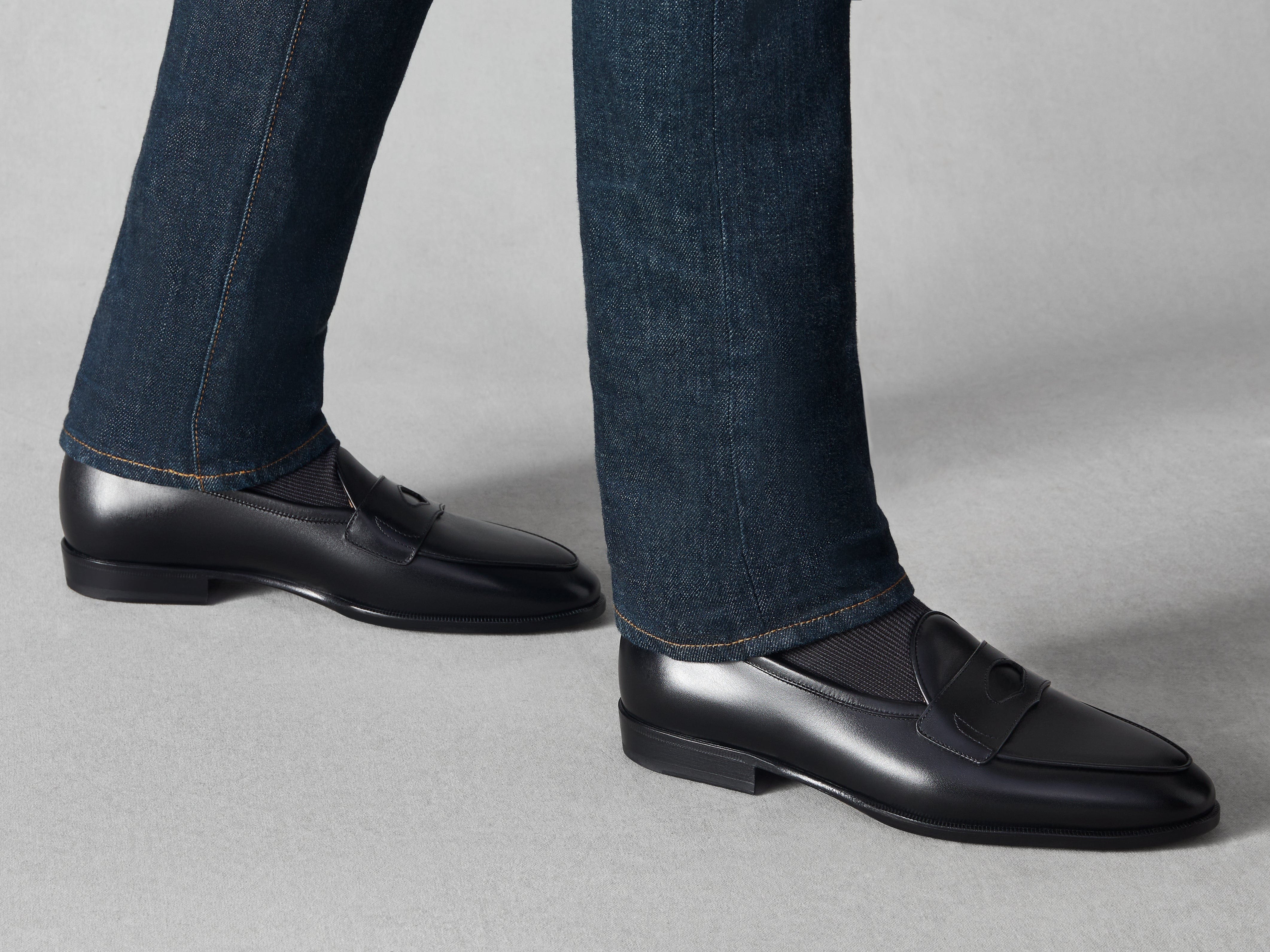 Grand Fleurus Penny Loafers in Black Noble Calf Grand Fleurus Penny Loafers in Black Noble Calf