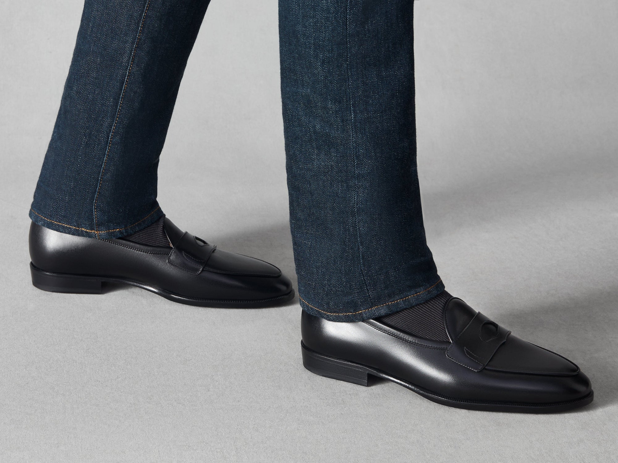 Grand Fleurus Penny Loafers in Black Noble Calf