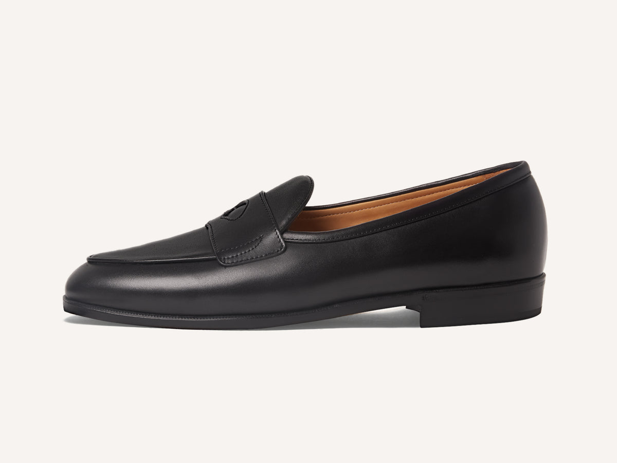Grand Fleurus Penny Loafers in Black Noble Calf