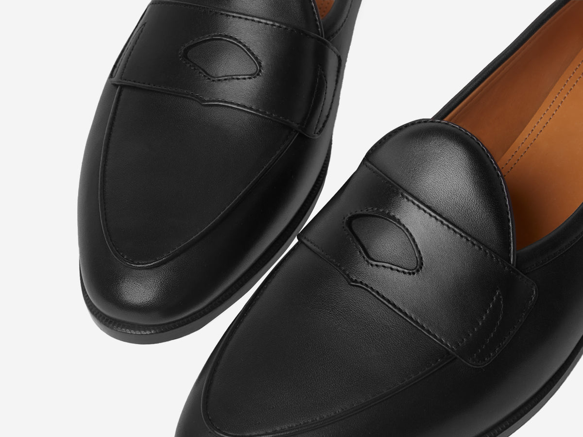 Grand Fleurus Penny Loafers in Black Noble Calf