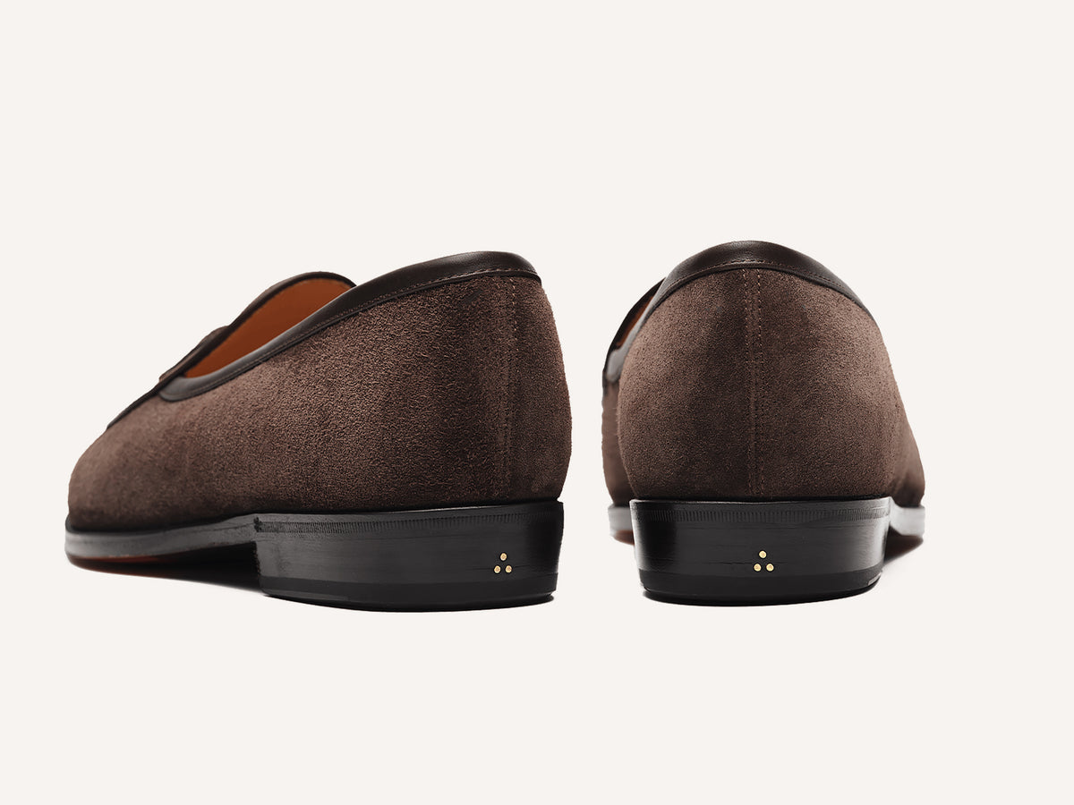 Grand Conti Tassel Loafers in Dark Brown Shield Suede