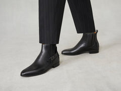 Hopper Buckle Boot in Black Noble Calf