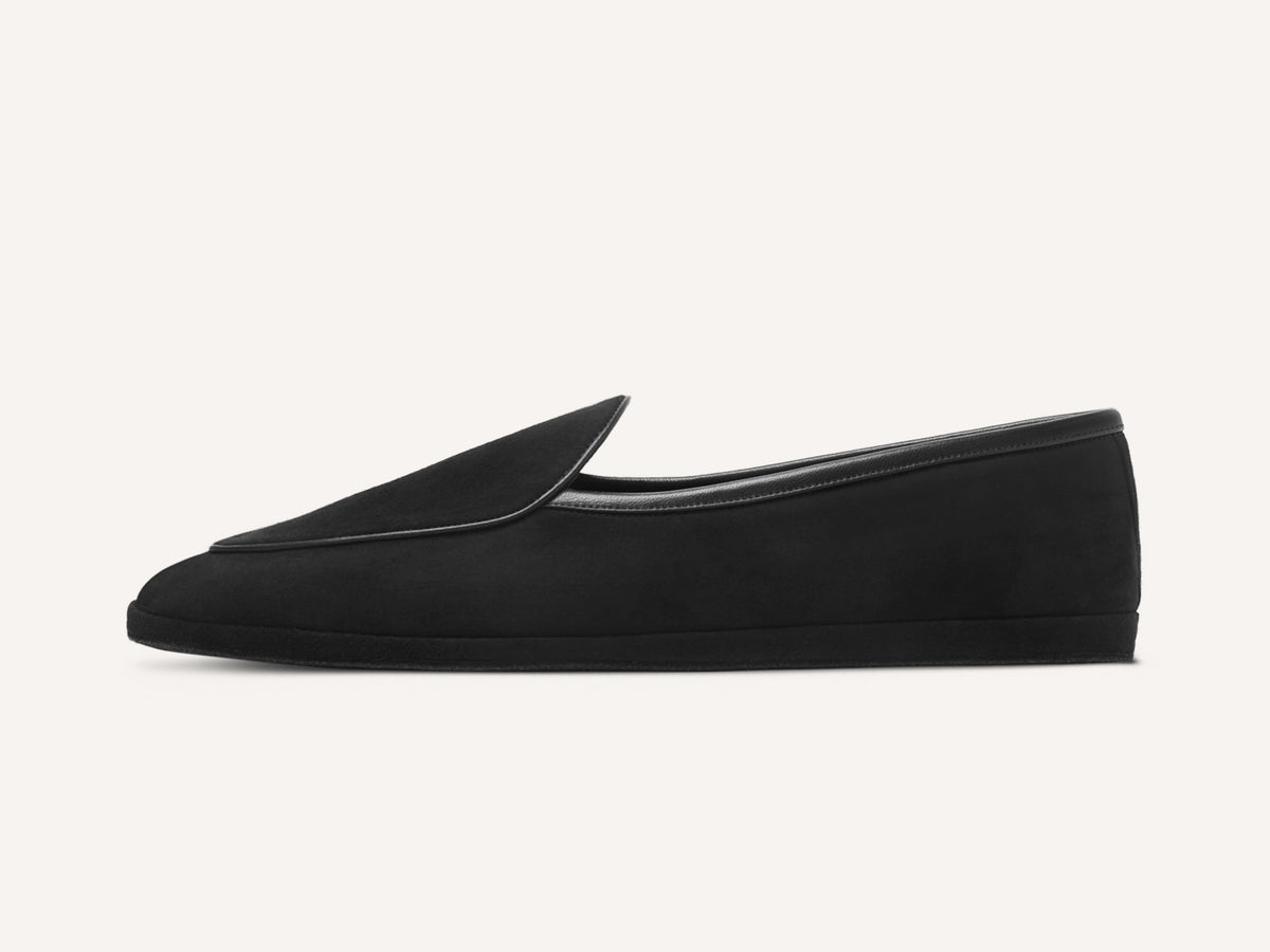 Lune Slippers in Black Luxe Suede