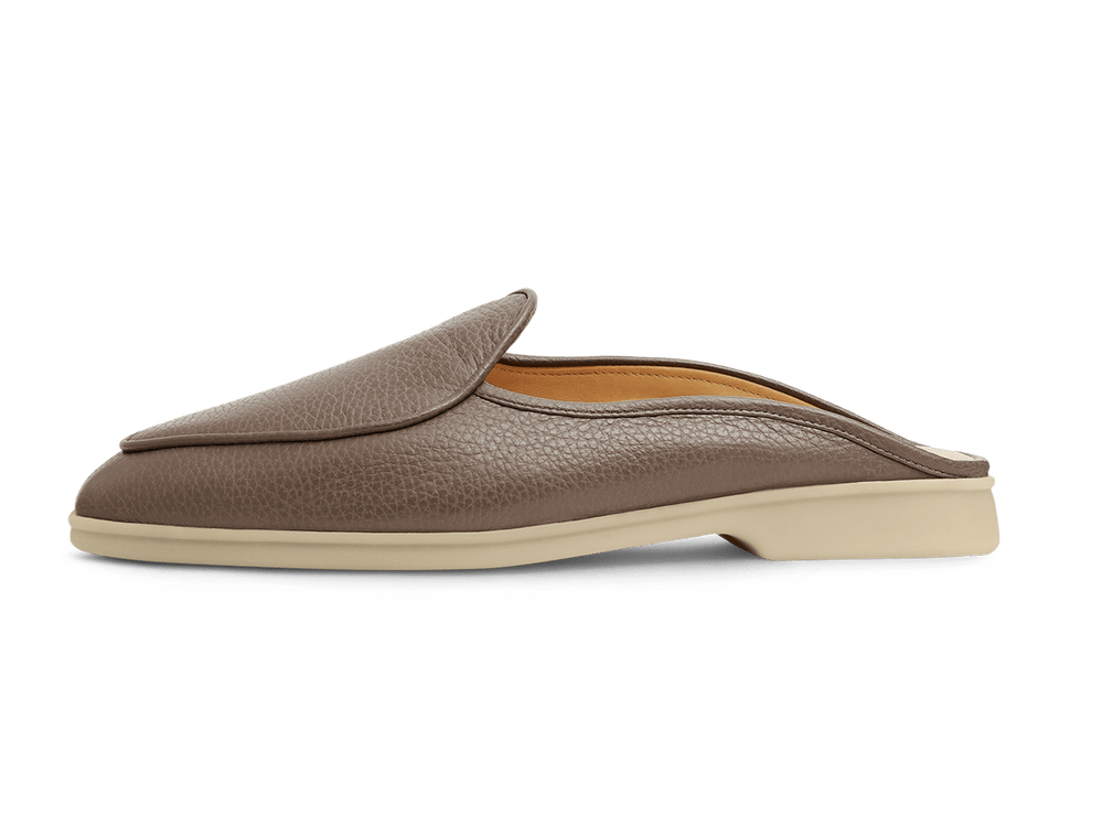 Stride Mule Loafers in Silt Brown Deerskin Natural Sole