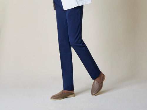 Stride Mule Loafers in Silt Brown Deerskin Natural Sole