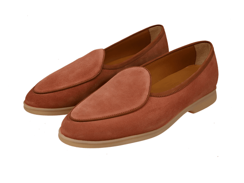 Stride Loafers in Orange Suede with Caramel Sole