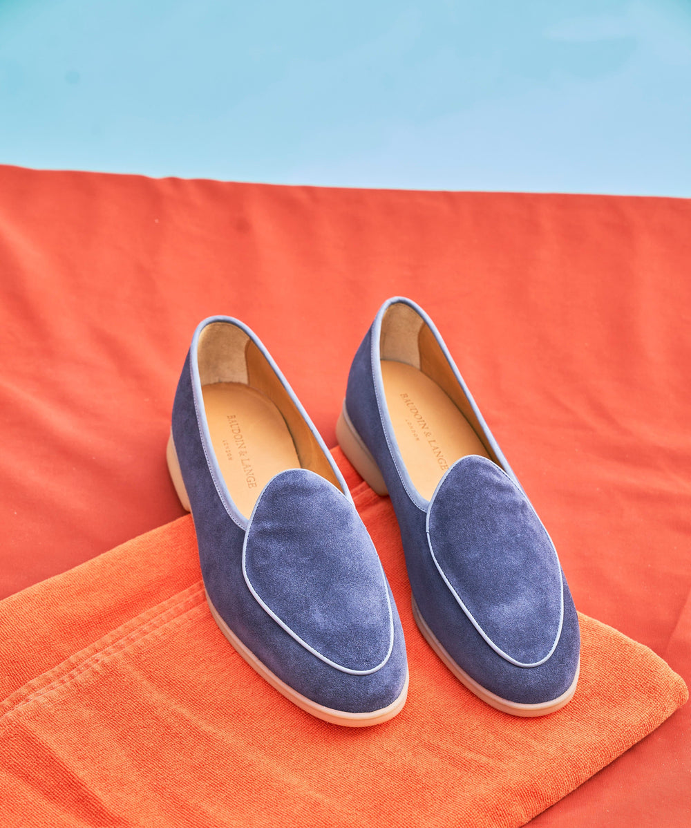 Stride Loafers in Ultramarine Glove Suede Natural Sole