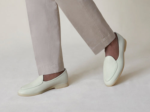 Stride Loafers in Pistachio Deerskin Natural Sole