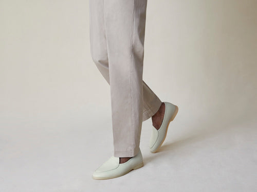 Stride Loafers in Pistachio Deerskin Natural Sole