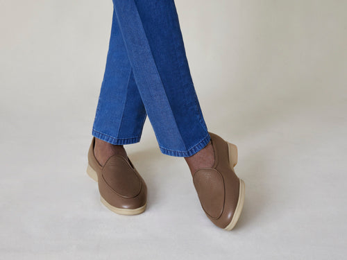 Stride Loafers in Silt Brown Deerskin Natural Sole