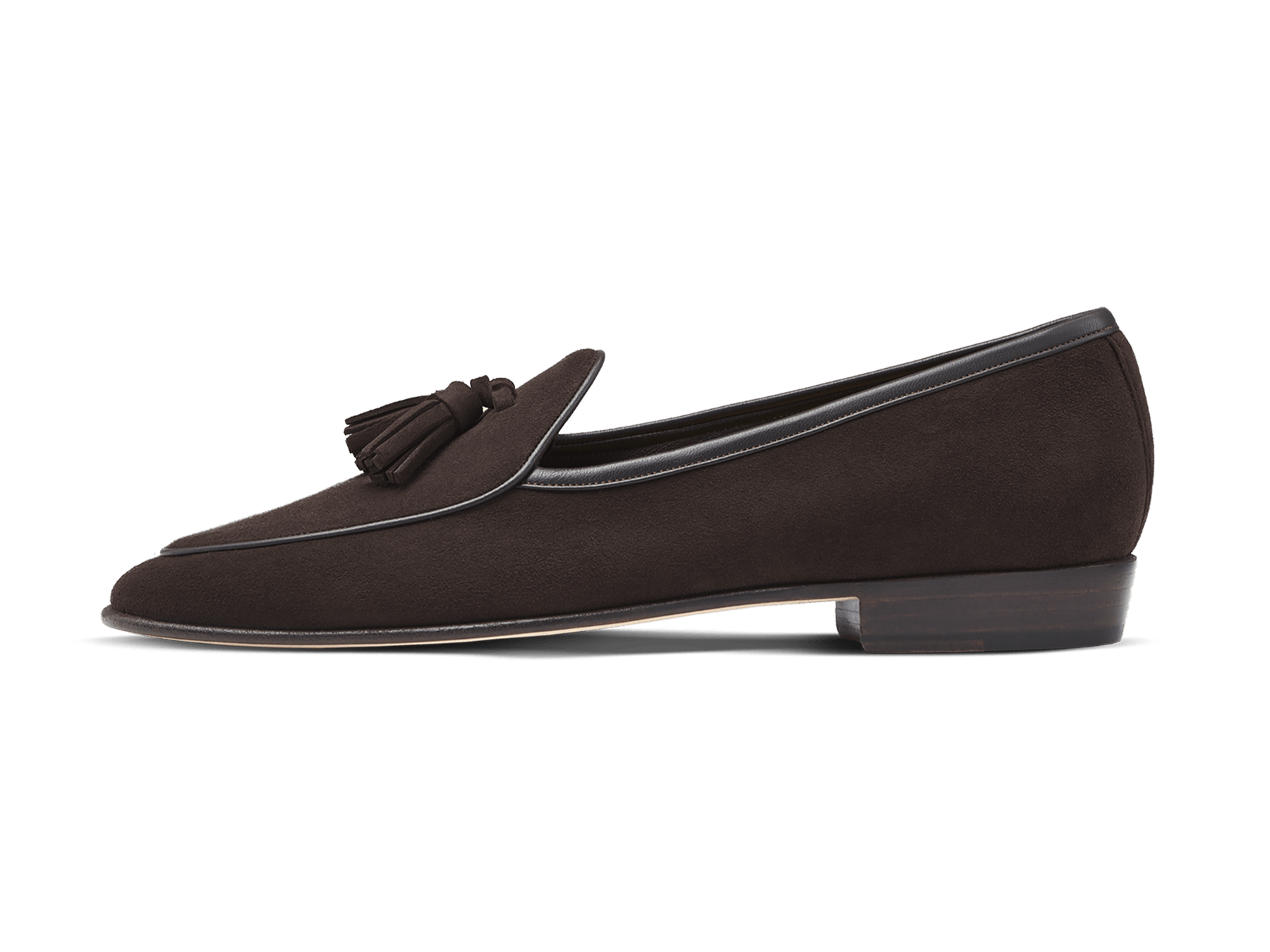 Sagan Classic Tassel Loafers in Lusitanias Dark Brown Asteria Suede