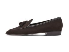 Sagan Classic Tassel Loafers in Lusitanias Dark Brown Asteria Suede