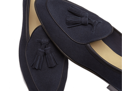 Sagan Classic Tassel Loafers in Midnight Navy Suede