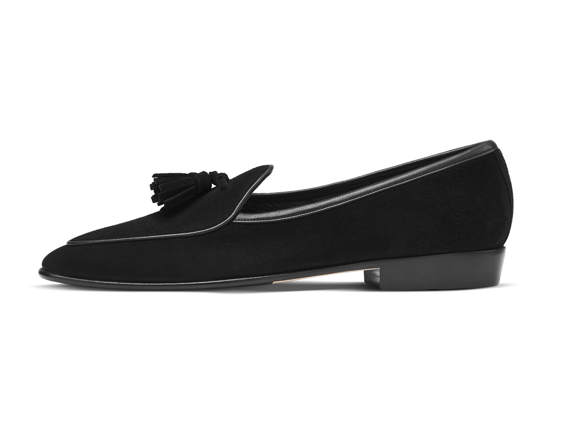 Sagan Classic Tassel Loafers in Obsidian Black Asteria Suede