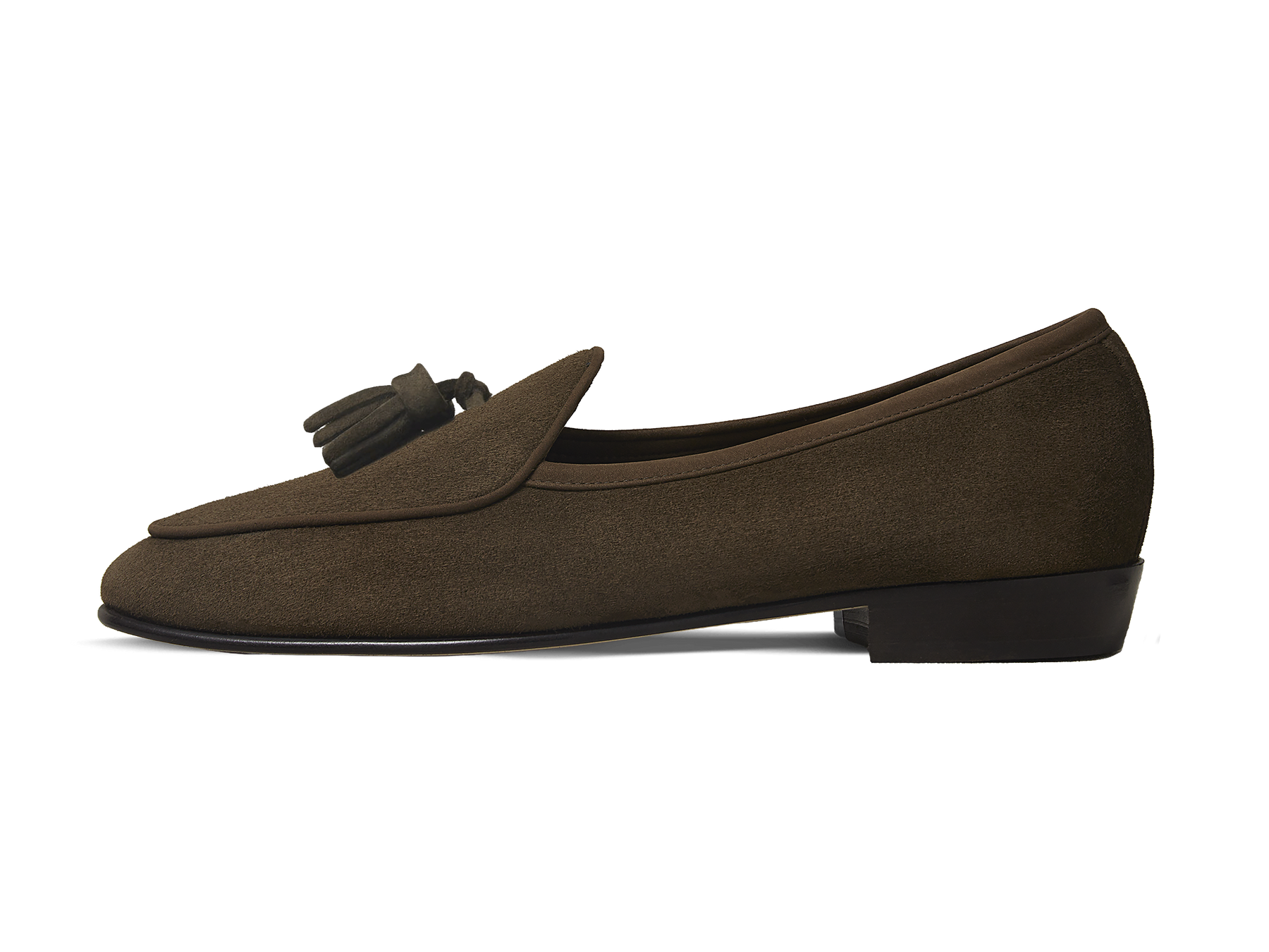 Sagan Classic Tassel Loafers in Olivine Green Asteria Suede