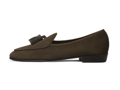 Sagan Classic Tassel Loafers in Olivine Green Asteria Suede