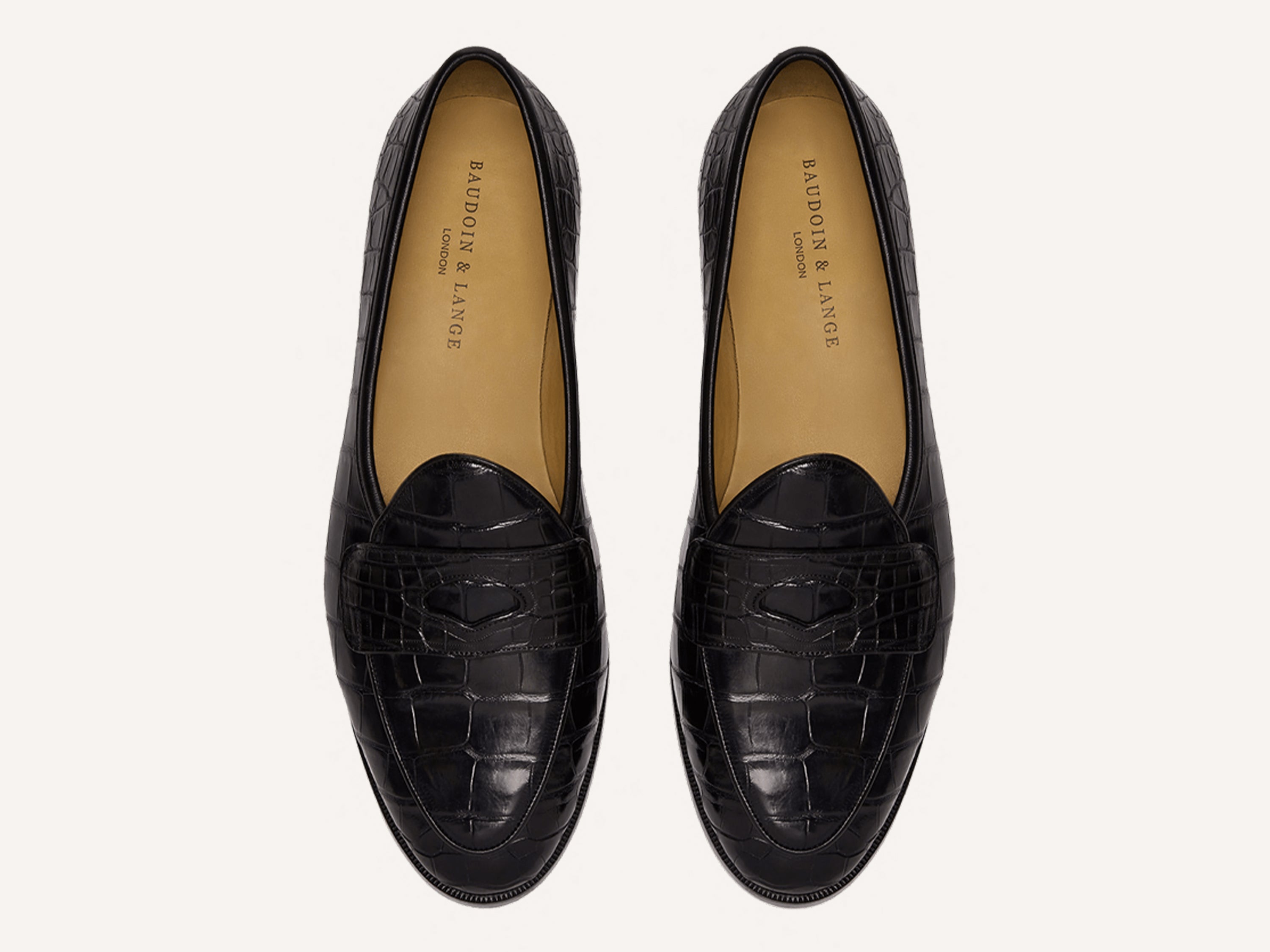Sagan Ginkgo Precious Leather Loafers in Obsidian Black Crocodile